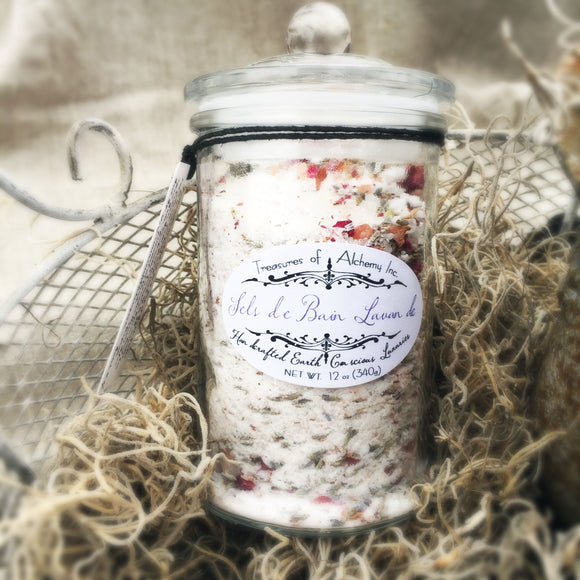 Lavender Bath Salts/Sels de Bain - Glass  Ball Top 10oz. - Treasures of Alchemy